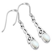 Mother of Pearl Celtic Trinity Silver Earrings - e412